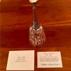 Vintage 1980 Franklin Crystal Bell Holiday Collectible